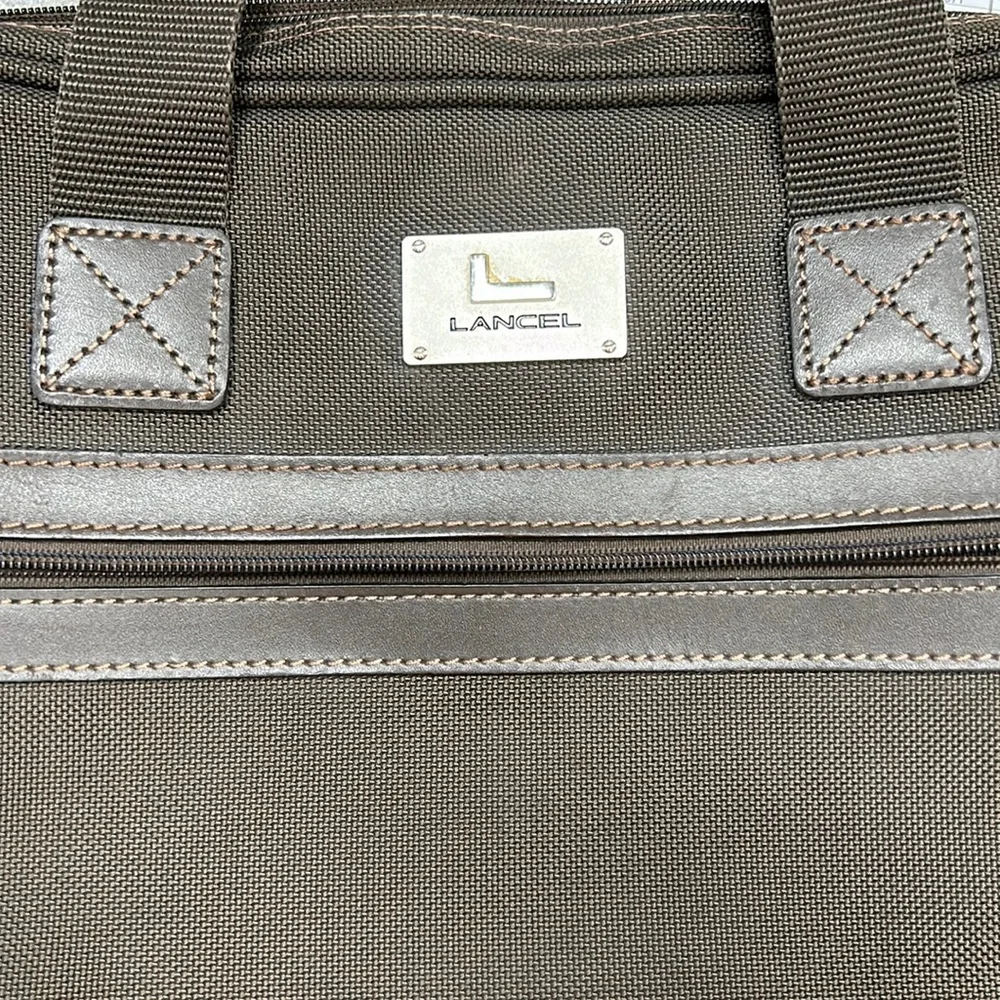 RARE LANCEL exquisite mens laptop case with ballistic nylon & brown leather trim